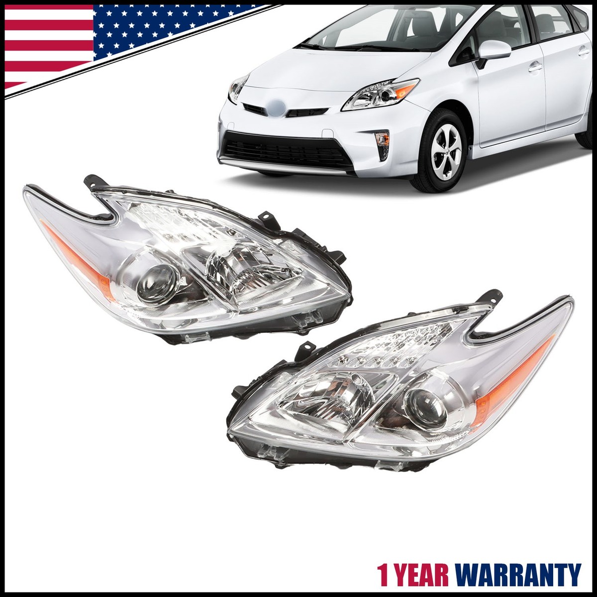 For 2010-2015 Toyota Prius Projector Headlights Headlamps Set Left