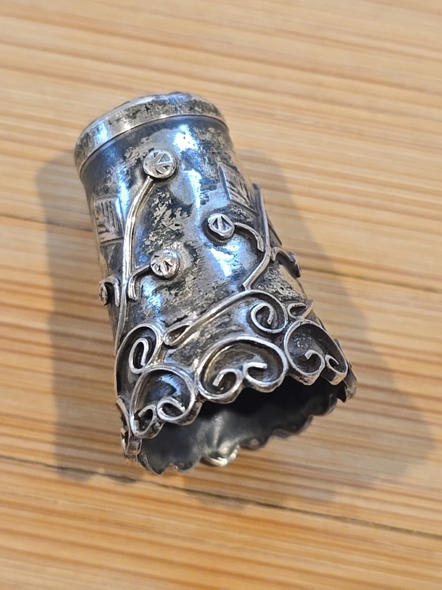 Dé à Coudre Vintage En Argent 925 - Taille 5.5 - Diamètre Intérieur 16mm - Occasion