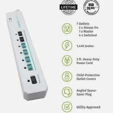 Simply Conserve Tier 1,  7-Outlet Advanced Power Strip, Surge Protection Sealed