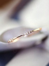 Yellow Gold Cubic Zirconia Stackable Ring Women Size 5 6 7 8 9 10 11 12