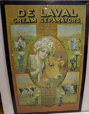 De Laval Cream Separator Sign- Farm Cows - Dairy - Milk - Advertising