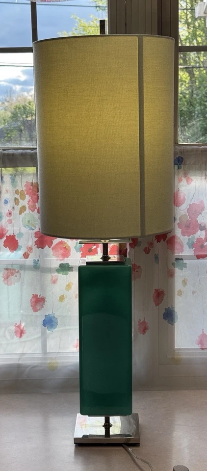 "Lámpara Kate Spade New York Beekman verde espuma de mar verde azulado 37"" con pantalla de lino a juego" Foto 2 de 4