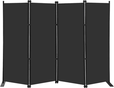 4-Panel Foldable Room Divider 6Ft Tall Privacy Screen Indoor Wall Partition Blac