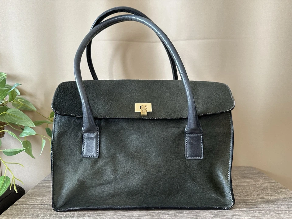 Cartera de piel de pony gris verdoso LAMBERTSON TRUEX BOXCAR Foto 2 de 4