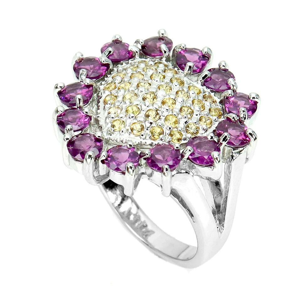 Anello in argento sterling 925 rotondo rodolite zaffiro cuore gemma gioielli 9 - Immagine 2 di 4