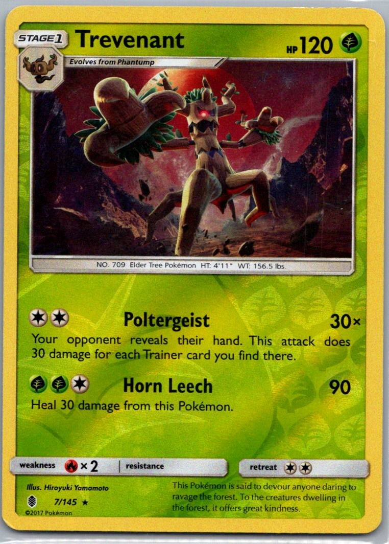 Pokemon TCG Trevenant 7/145 Guardians Rising Rev Holo MP