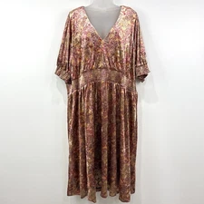 ModCloth Velvet Dress Womens 3X Floral Whimsical Stretch Comfort Holiday Event