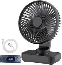 Oscillating Small Desk Fan, with USB Rechargeable Battery, Ultra Quiet, 4 Spe...