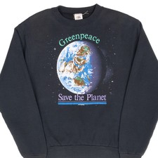 VINTAGE GREENPEACE SAVE THE PLANET 1988 SWEATSHIRT MEDIUM MADE IN USA
