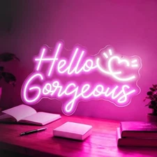Hello Gorgeous Neon Sign, 16 * 10.8 Inches Led Sign, Neon Signs for Wall Decor 
