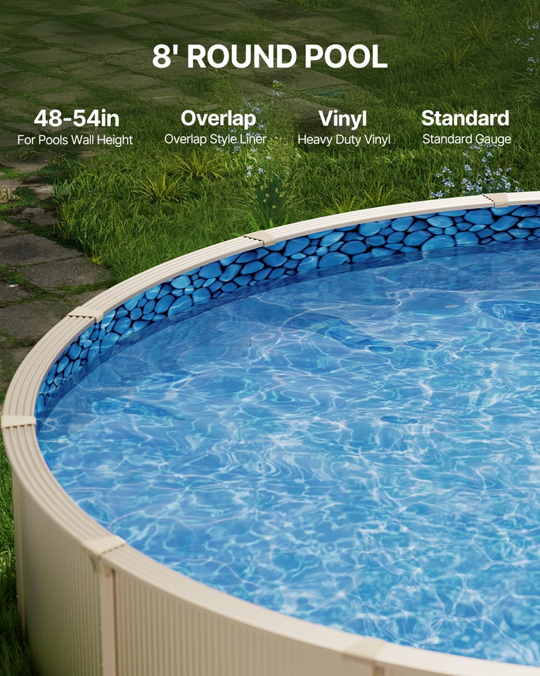 VEVOR Revêtement de Piscine Ronde Doublure Durable Style Chevauchement 244x147cm - Photo 2/4