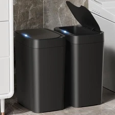 Slim Motion Sensor Waterproof Plastic Trash Bins for Bedroom Office Kitchen