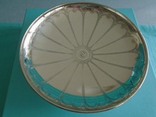 TIFFANY  STERLING SILVER~ TRAY BOWL DISH PEDESTAL 7 3/8" ~ ETCHED EMBOSSED c1913