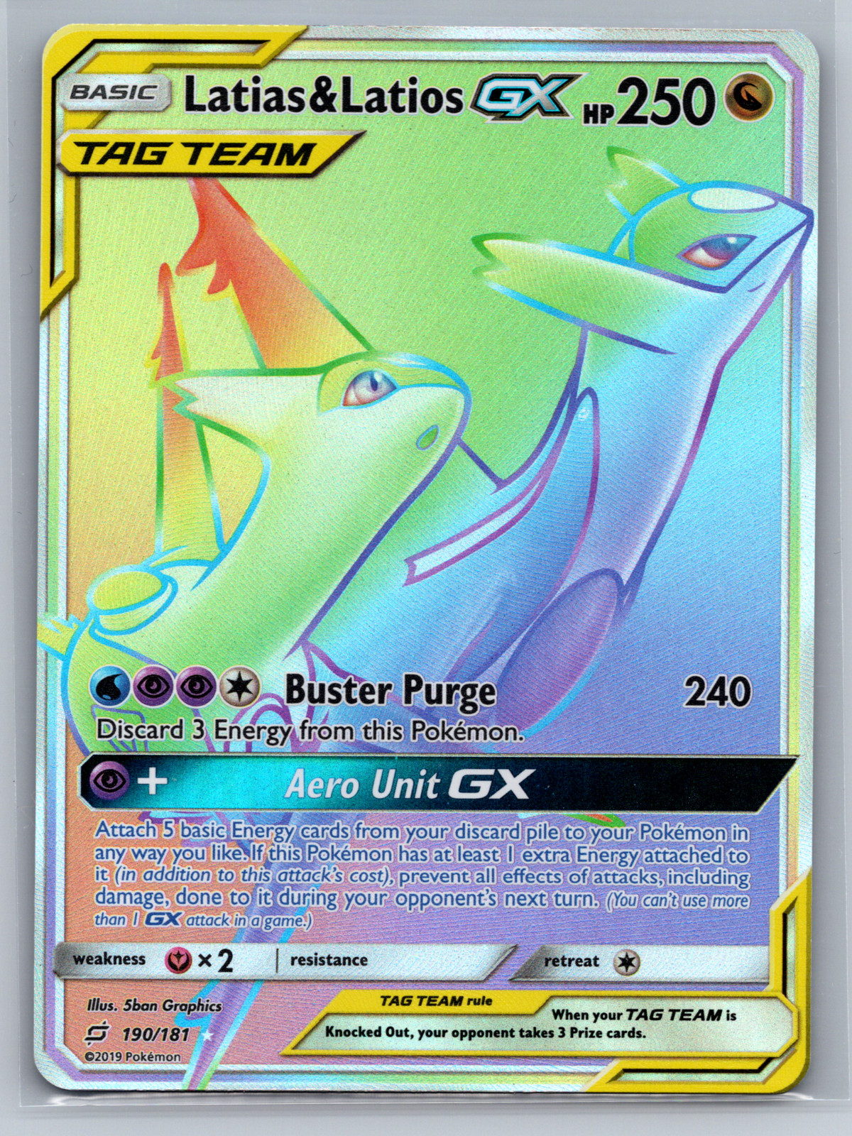 Latias & Latios GX (Secret) 190/181 Team Up Rainbow Pokemon Cards TCG