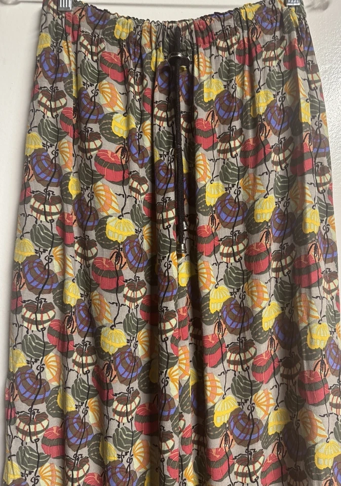 FLAX Rayon Pants Baggy Wide Leg Abstract Floral  Boho My life Is a Picture Small - Image 2 of 4