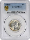 1934-D Washington Silver Quarter MS62 PCGS