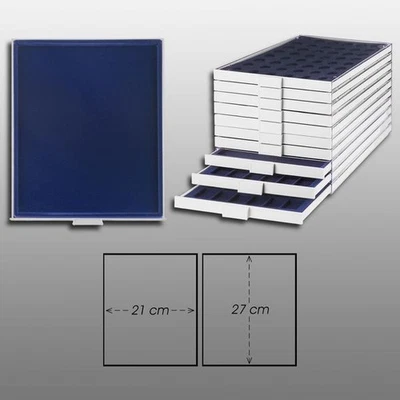 Prophila Münzbox grau ohne Unterteilung, blaue Einlage