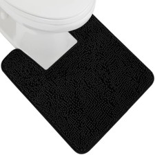 Plush Absorbent Shaggy Chenille Bath Rug Mat for Square Toilet Base with Rubb...