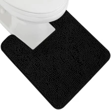 Plush Absorbent Shaggy Chenille Bath Rug Mat for Square Toilet Base with Rubb...