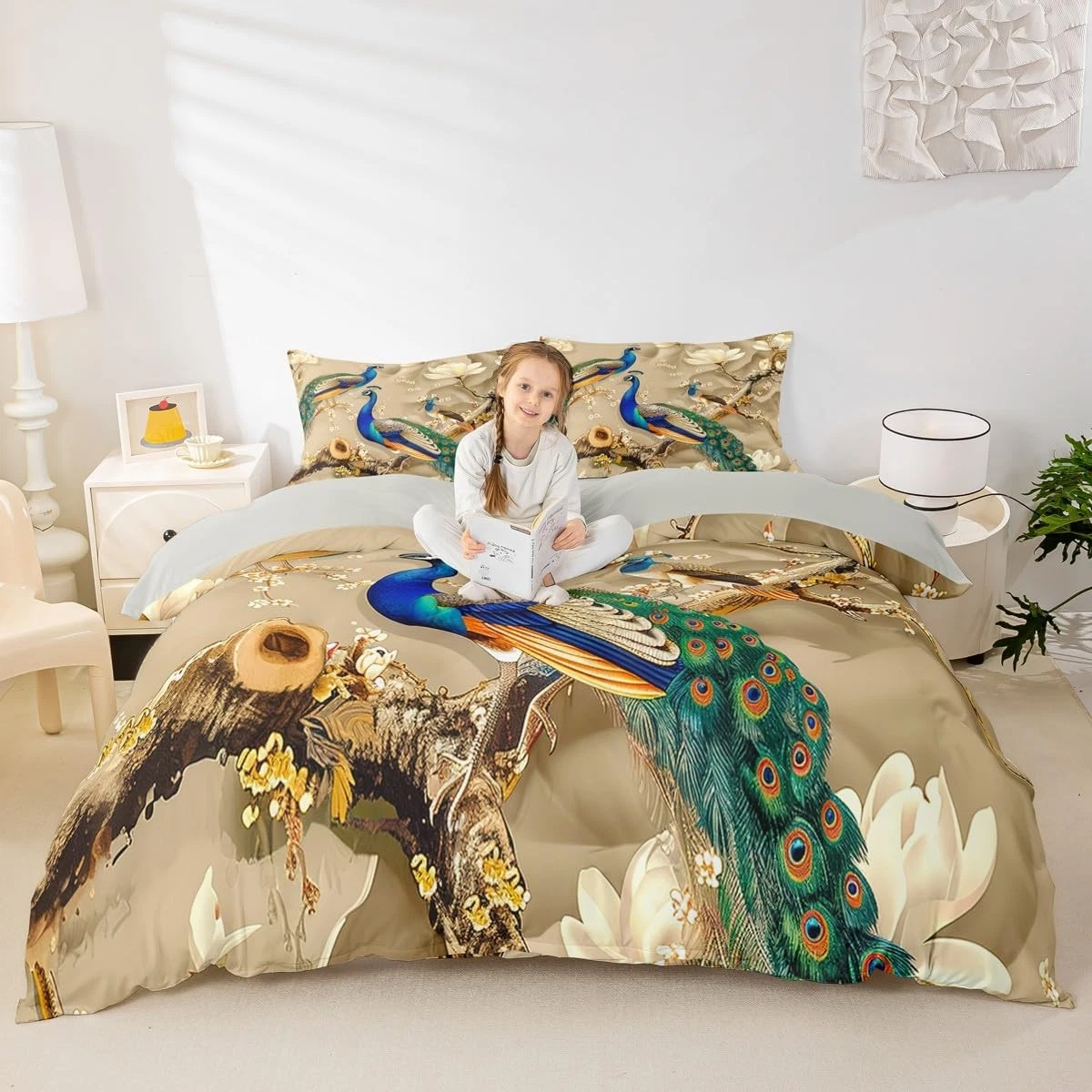 Jejeloiu Rustic Bee Full Size Sheets,Rustic Botanical Bed Sheets,Colorful Flower Floral Sheet Sets For Girl,Super Cozy Room Decor,4 Pieces