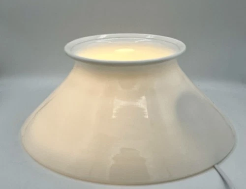 Vintage Victorian White Milk Glass Oil Lamp Slant Shade 7.5” W x 14” W x 6.25” H
