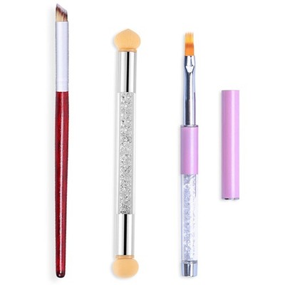 3pcs Acrylic Nail Brush Set Ombre UV Gel Double Head Tools