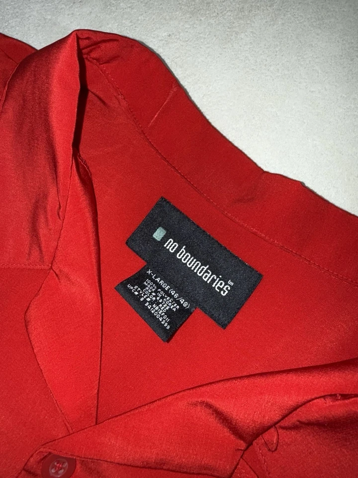 Camisa de campamento vintage Y2K No Boundaries XL dragón abotonada ropa de calle roja años 2000 Foto 3 de 4