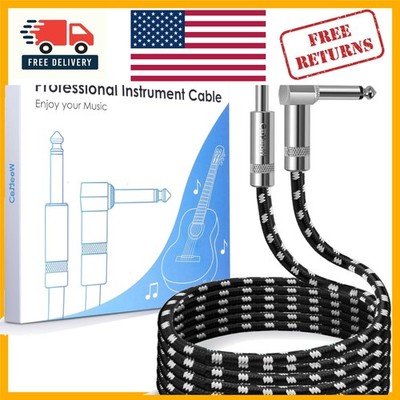 Versatile 10ft Musical Instrument Cable: Straight to Right Angle for Flexibility