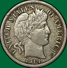 1914-D Barber Dime Extremely Fine XF Coin, Cleaning #39893