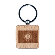 Kentucky State Flag Engraved Wood Square Keychain Tag Charm