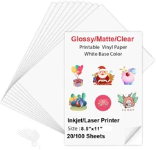 Printable Sticker Paper Glossy Matte Clear Label for Inkjet & Laser Printer