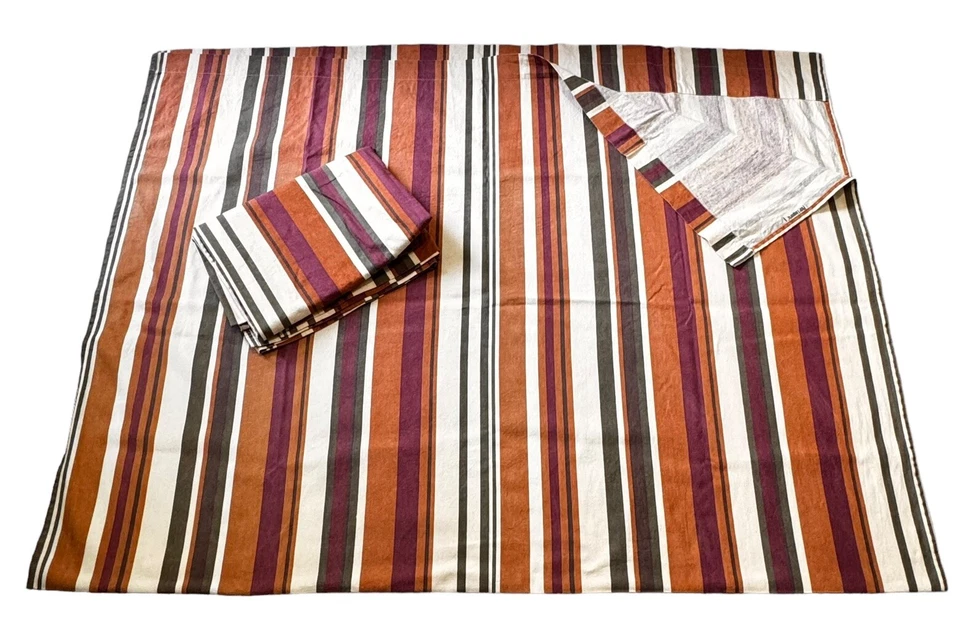 Pier 1 Imports Multicolor Stripes Warm Colors Curtains (2)52"Wx82"L 100% Cotton - Image 2 of 3