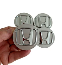 Honda Wheel Center Silver Caps Chrome Logo Hubcaps 2.25 inch (Set of 4PCS)