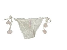 Victoria's Secret Bridal Tulle Ruffle Pom-Pom String Bikini Panty White Nwt