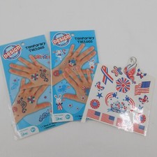 Patriotic Temporary Tattoos Flags Fireworks Ribbons Stars Flowers Animals 4 July