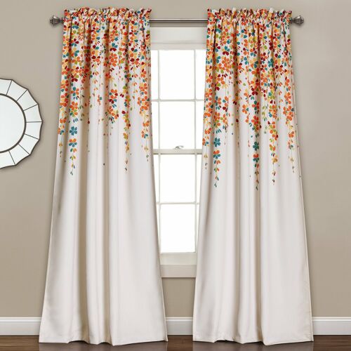 White Fl Vines Curtains Panels, 95 In Curtains White
