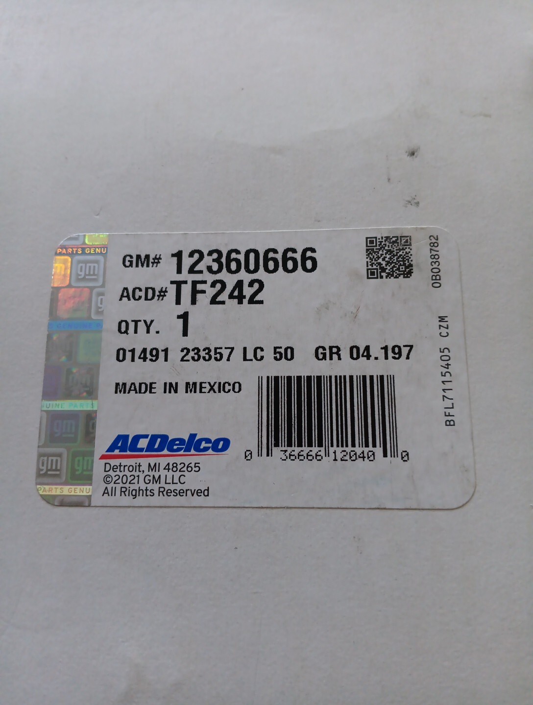 ACDelco TF242 Transmission Filter Kit GM 12360666