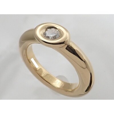 Vintage Chaumet Paris Solitaire Diamond 18k Yellow Gold Ring 1990s w/Certificate