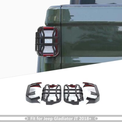 Rear Tail LED Light Lamp Guards Trim Cover Kits For Jeep JT Gladiator 2018-2023