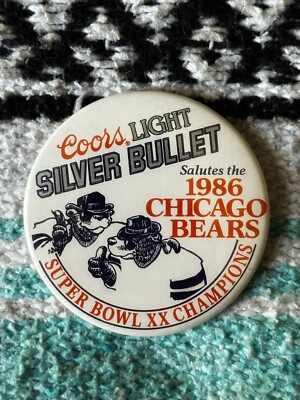 VINTAGE COORS LIGHT 1986 CHICAGO BEARS SUPER BOWL XX CHAMPION PIN 3 Inch