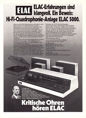 3w21307/ Alte Reklame aus 1975   ELAC Hi-Fi-Quadrophonie Anlage ELAC 5000