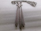 Crown Trifari Triangle Teardrop Dangle Fancy Openwork Chain Silver Tone Vintage — photo 1