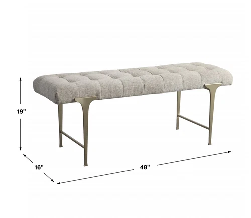 Imperial Upholstered Gray Bench - Picture 5 of 5