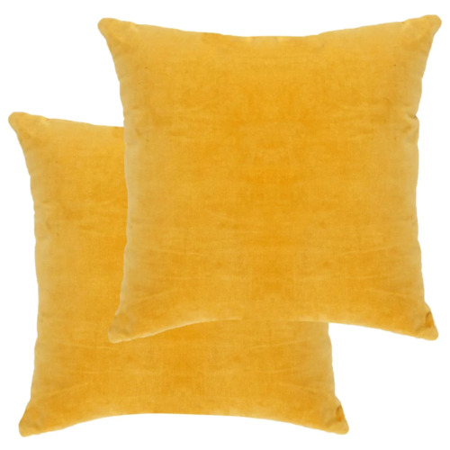 NNEVL Cushions Cotton Velvet 2 pcs 45x45 cm Yellow