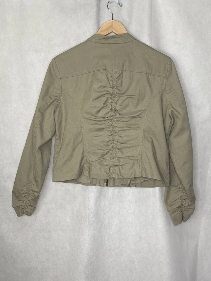 William Rast for Target Military Style Gathered Jacket Green Cotton Size Xl - Image 2 of 4