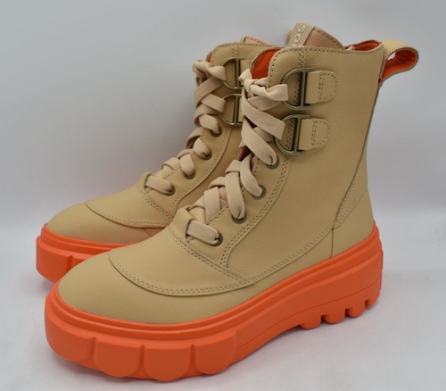 Sorel Womens Size 7 Caribou X Ceramic Orange Waterproof Leather Platform Boots