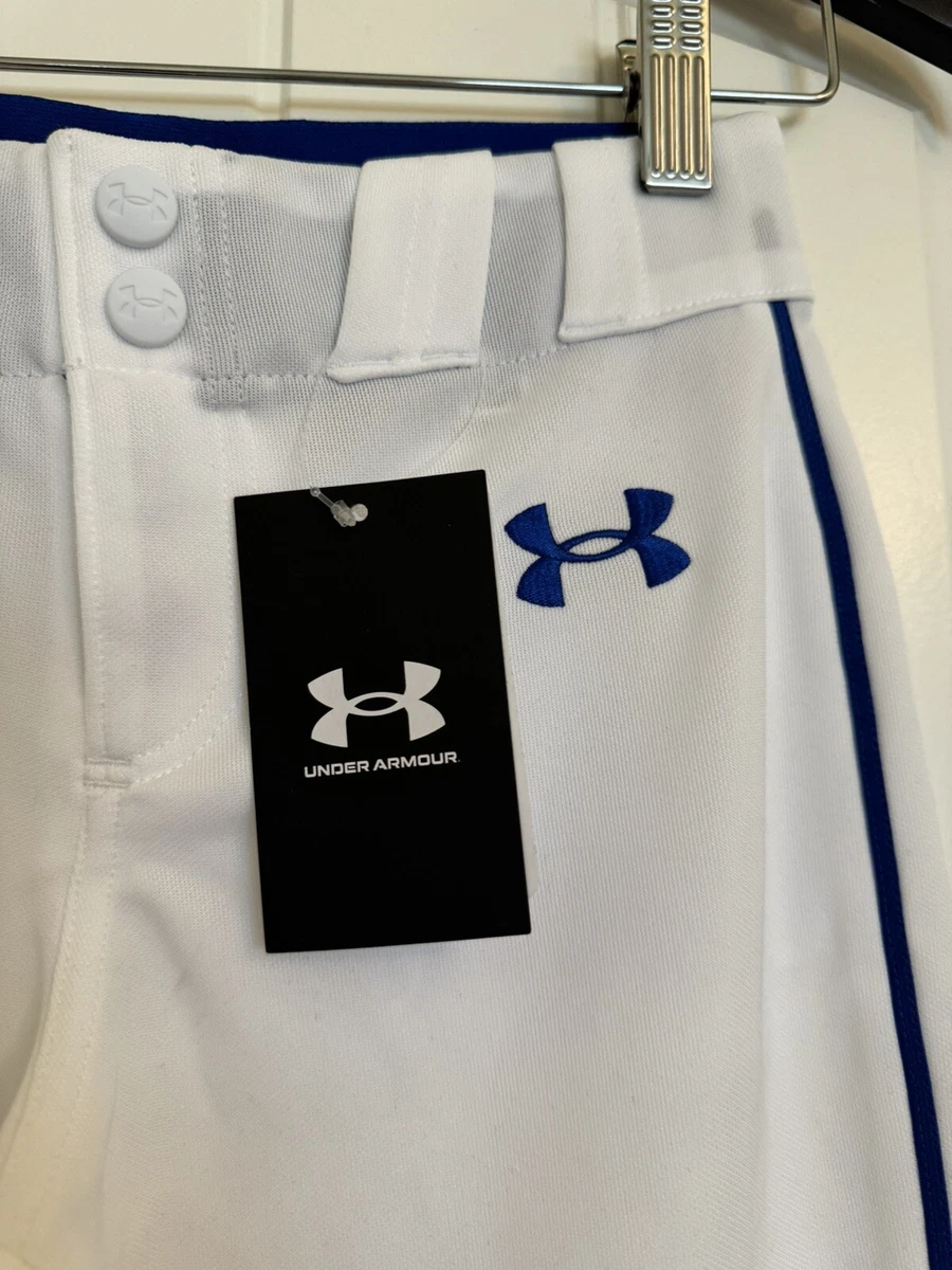 Neu mit Etikett Under Armour Tapered Fit Jugend Jungen Baseballhose weiß royalblau Gr. Small