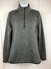 Eddie Bauer Women  s 1/4 Zip Pullover Heather  Black Marled Fitted Pullover Sz.L