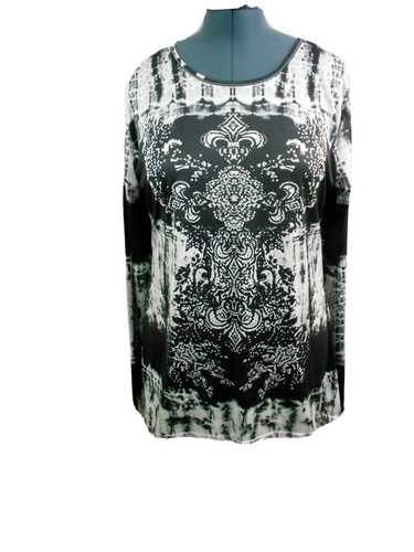 Mindful Souls Multicolor Geometric Tunic Top Women's XXL Long Sleeve Hi Low Hem - Picture 1 of 6