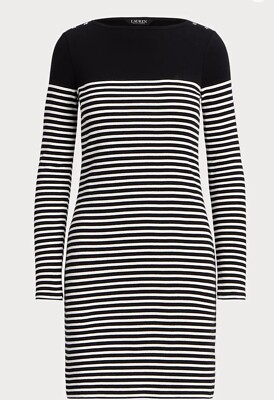 Striped Cotton Boatneck Dress Save your Wishlist Lauren/size Large/nwt |  eBay